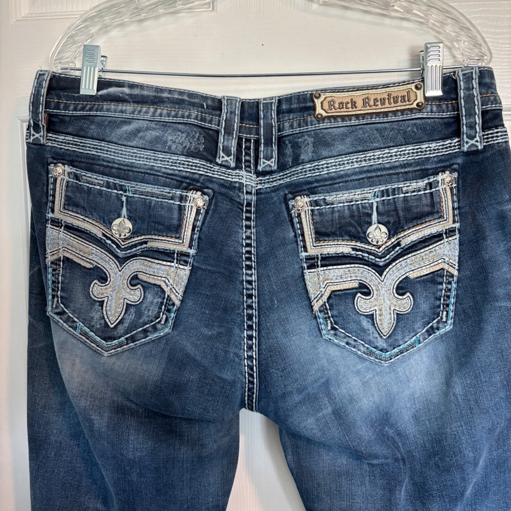 Rock Revival Western Y-2K inspired Yana Ankle Skinny Jeans Embroidered Size 33 - Picture 5 of 16